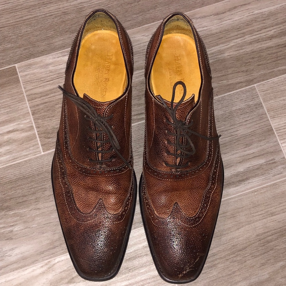 Brown Harry Rosen Italy Lavorazione Wing Tip Shoes
